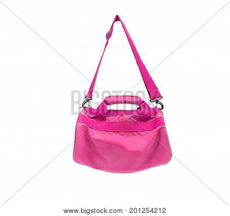 pink sport bagisolated on white background with clipping path.