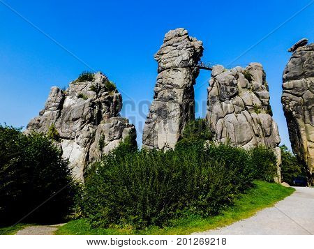 The sand-stone rock formation of Externsteine, Germany