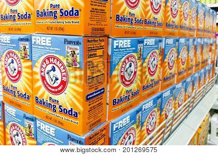 Kuala Lumpur, Malaysia, August 25, 2017: Arm & Hammer Baking Soda Is The Trademark Of Church & Dwigh