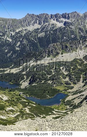 Amazing Landscape of Vasilashki lakes and Polezhan peak, Pirin Mountain, Bulgaria