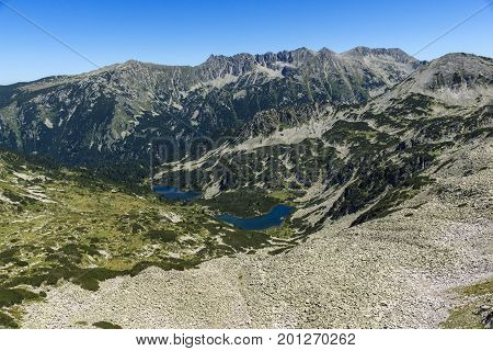 Amazing Landscape of Vasilashki lakes and Polezhan peak, Pirin Mountain, Bulgaria
