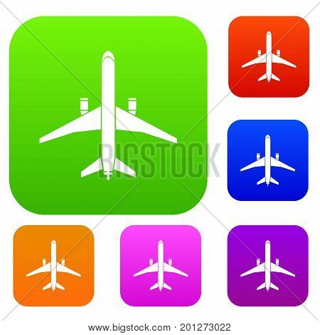 Plane set icon in different colors isolated vector illustration. Premium collection