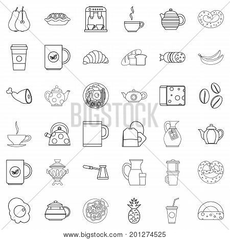 Good morning icons set. Outline style of 36 good morning vector icons for web isolated on white background