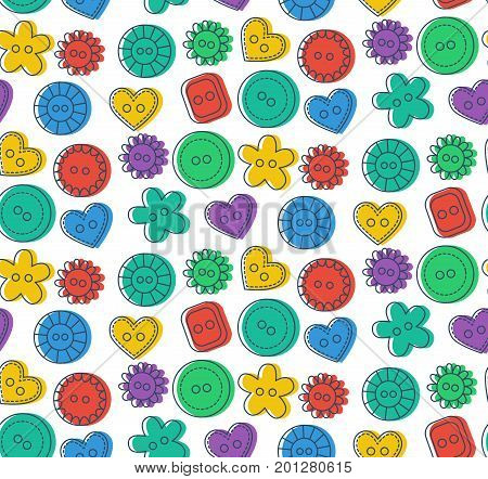 Colorful cute sewing buttons seamless vector pattern
