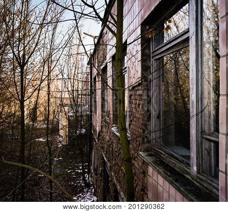 View from the window in the pripyati cinema