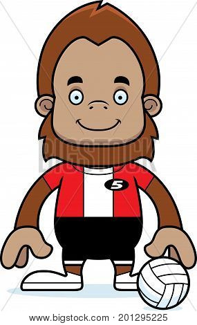 Cartoon Smiling Volleyball Player Sasquatch