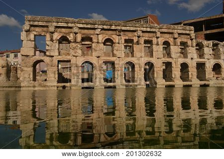 Roman baths are located in the province of Yozgat, Sarikaya, Turkey