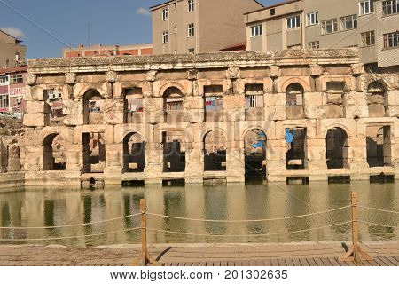 Roman baths are located in the province of Yozgat, Sarikaya, Turkey