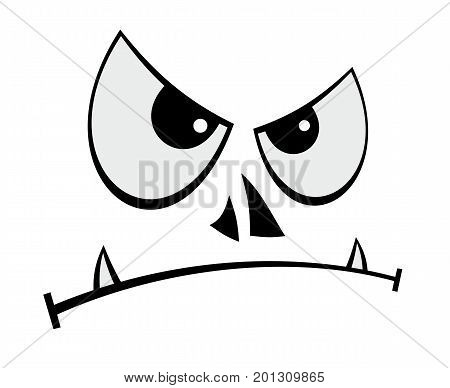 Cartoon vector illustration of humorous evil face