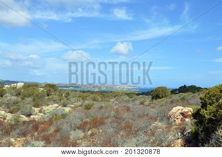 Terrestrial paradise in the Mediterranean. Archipelago of Maddalena, Caprera Island. Corner of the picturesque paradise in the Mediterranean Sea, natural park and pristine with lovely beaches, clear and blue sea with special rocks and mountains