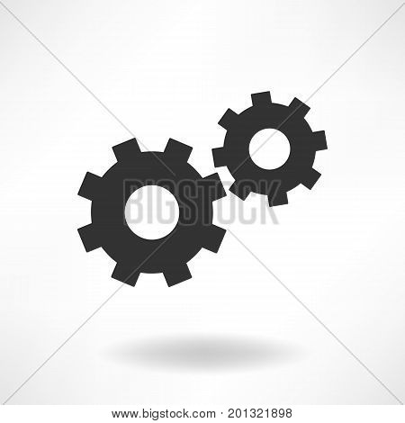 Gearwheels Simple icon Drop and Simple Background