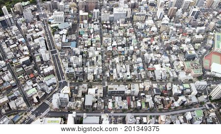 Top View Building Of Urban Tokyo City