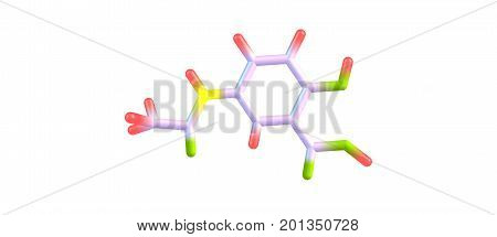 Mesalazine or mesalamine is an aminosalicylate anti-inflammatory drug used to treat inflammatory bowel disease including ulcerative colitis. 3d illustration