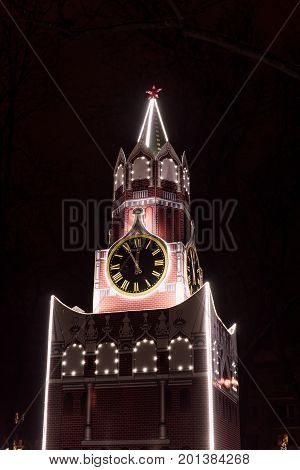 Lighting Decoration As Landmarks Of The World In The City Of Gomel During New Year Festival Celebrat