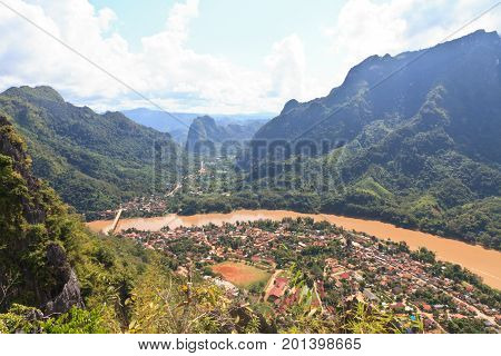 Stunning limestone landscape around the village of Nong Khiaw, by the Nam Ou river in the Luang Prabang province in North Laos