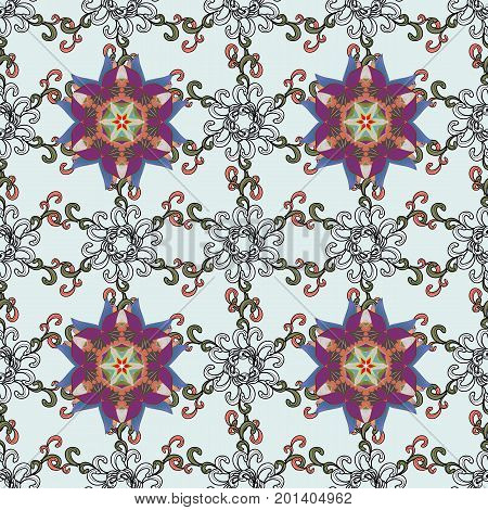 Seamless floral pattern with flowers watercolor. Vector pattern. Fancy fabric pattern.