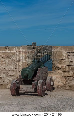 Canon In Sqala Du Port ( Northern Scala ), A Defensive Tower At The Fishing Port Of Essaouira, Moroc