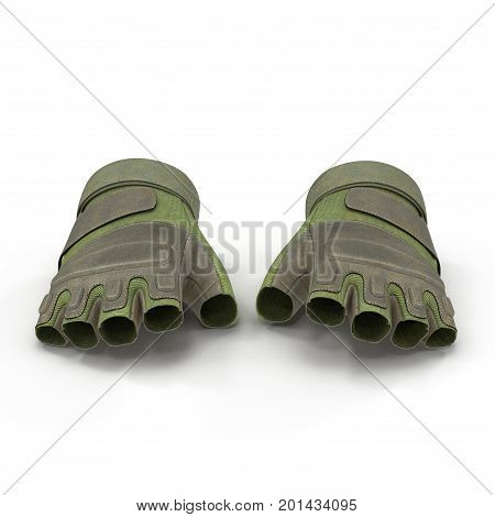Outdoor Blackhawk short finger gloves US Soldier on white background. 3D illustration