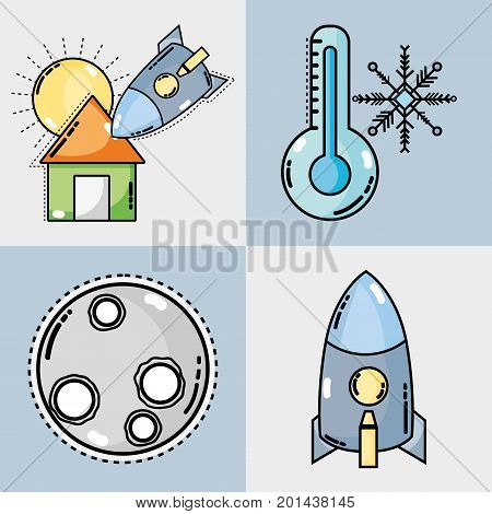 set weather conditions and natural temperature vector illustration
