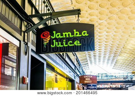 Washington Dc, Usa - July 1, 2017: Inside Union Station In Capital City With Shopping Mall Food Cour