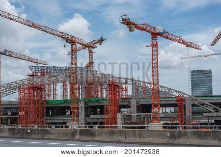 Construction Site Of Sky Train Bangsue-rangsit