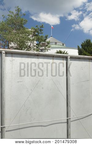 Poland Warsaw Crowd Control Barricade in front of the Parliament or Sejm building