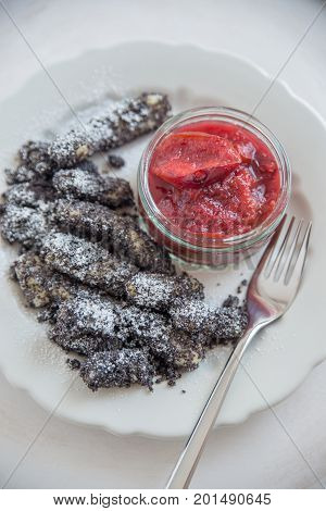 Home made sweet potato moodles with poppy seeds
