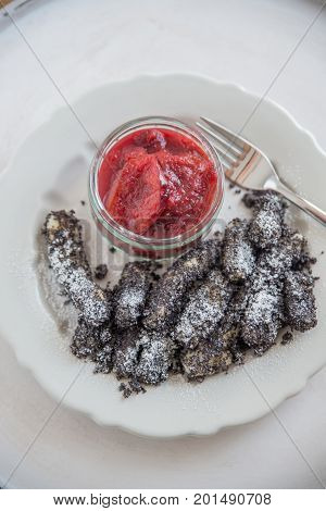 Home made sweet potato moodles with poppy seeds