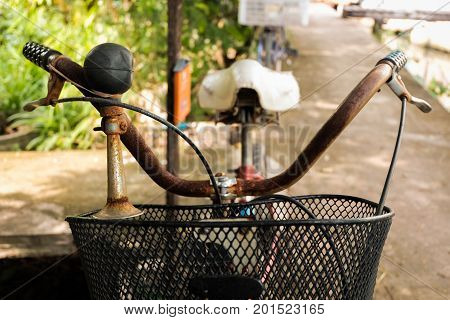 Detail of a vintage handlebar of bicycle.