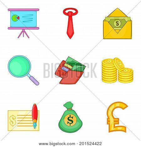 Trick icons set. Cartoon set of 9 trick vector icons for web isolated on white background