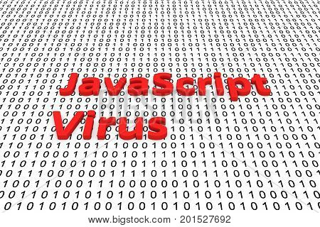 JavaScript Virus in a binary code 3D illustration
