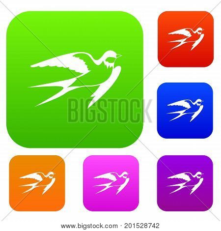 Barn swallow set icon in different colors isolated vector illustration. Premium collection