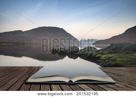 Beautiful Autumn Fall Landscape Image Of Crummock Water At Sunrise In Lake District England Concept