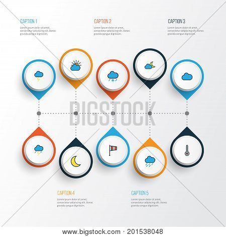Air Colorful Outline Icons Set. Collection Of Clouded, Twilight, Cloudburst And Other Elements