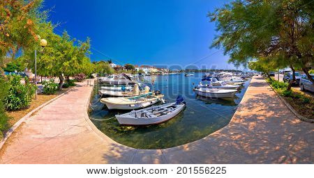 Tourist Town Of Petrcane Panoramic Waterfront View