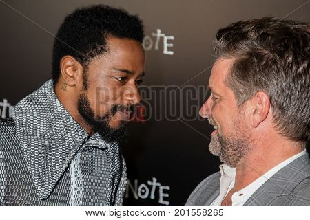 NEW YORK, NY - AUGUST 17: Actor (L) Lakeith Stanfield and Shea Whigham attends the 'Death Note' New York premiere at AMC Loews Lincoln Square 13 theater on August 17, 2017 in New York City