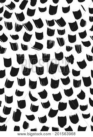 Ink abstract seamless pattern. Background with artistic strokes in black and white sketchy style. Design element for backdrops and textile.
