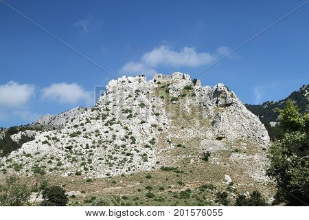 Ruins of the Byzantine fortress of Paleo Pili on the island of Kos. Greece