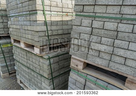 Packages With Paving Tiles On The Construction Site