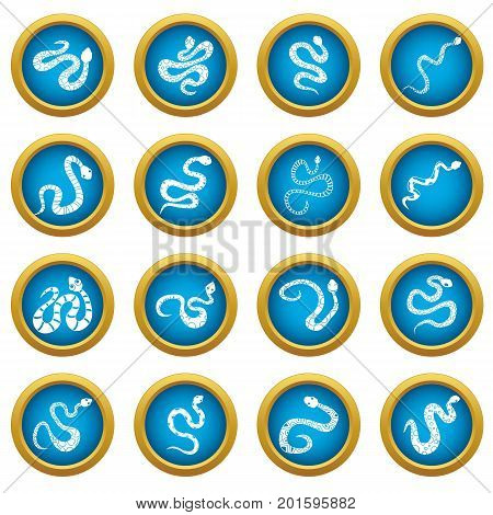 Snake icons blue circle set isolated on white for digital marketing