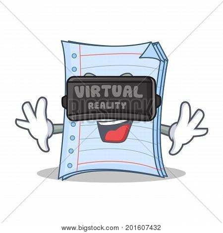 Wit virtual reality notebook character cartoon design vector illustration