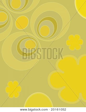 cirkel og blomst illustreret baggrund salvie og gul