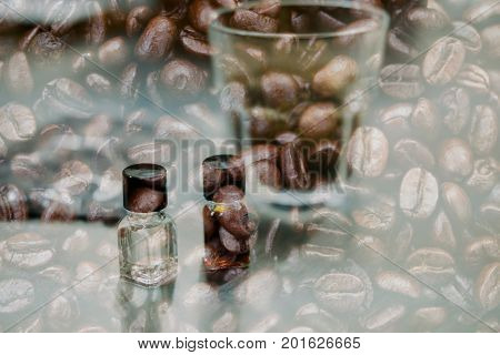 Glass Of Coffee For Taster To Smell And Taste Aromatic And Flavor Wheel. Aroma Perception In Brewed