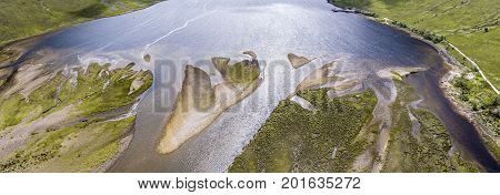 Aerial view of the paradisal landscape of Glen Etive, Scotland