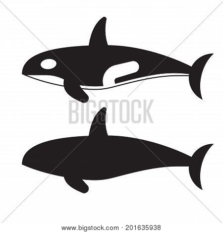Killer whale vector icon it outline style. Orca logo or label template.