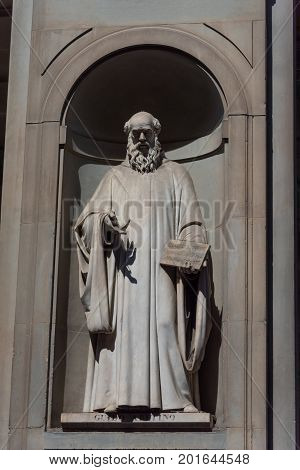 Guido Aretino. Statue in the Uffizi Gallery, Florence, Tuscany, Italy