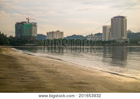 Kota Kinabalu,Sabah,Malaysia-Aug 7,2017:Beautiful coastal towns of Kota Kinabalu,Sabah,Borneo,Malaysia.Kota Kinabalu formerly known as Jesselton,is the capital of the state of Sabah,Malaysia.