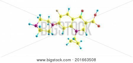 Ciprofloxacin is an antibiotic used to treat a number of bacterial infections.This includes bone and joint infections intra abdominal infections infectious diarrhea respiratory tract infections. 3D illustration