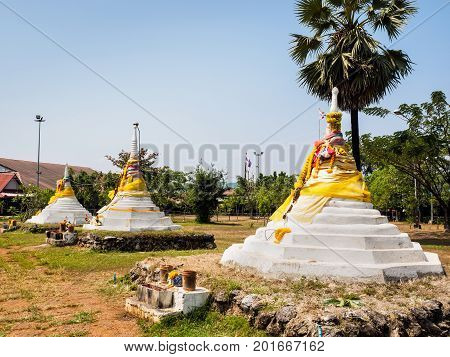 The Three Pagodas or Dan Chedi Sam Ong Sangkhlaburi District Kanchanaburi Province Thailand which is the historical sit at the border between Thailand and Myanmar