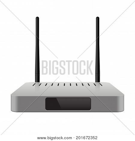 Slim Realistic Wireless Router or Multimedia and TV box receiver player and streamer. Mock up for brand template. vector illustration.